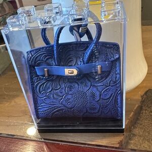 Elegant Blue Embossed Mini Bag
